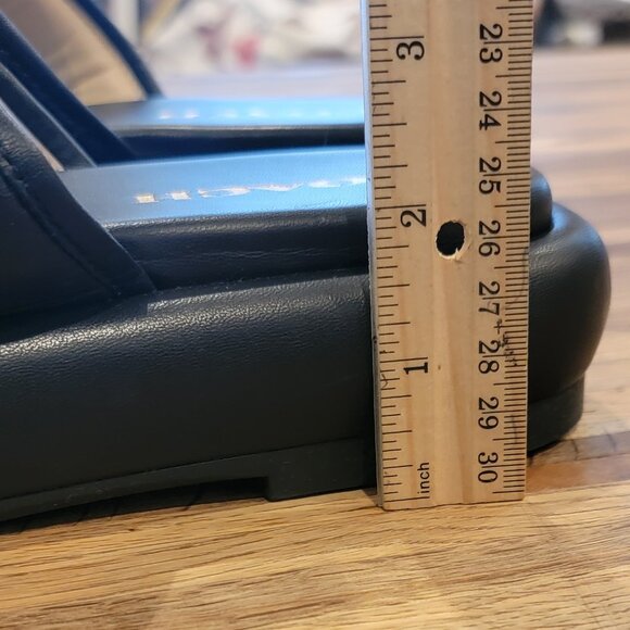 Coach Sylvie Black Leather Logo Platform Thong Sandal - Picture 10 of 13